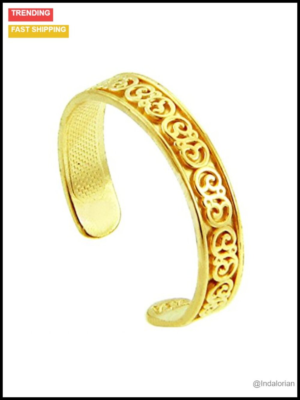 10K Solid Yellow Gold Toe Ring Women's Adjustable Band